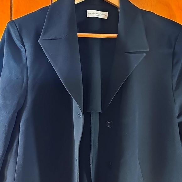 Amanda Smith Woman jacket coat 16W black work shoulder pads double breast layer - Picture 2 of 16